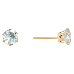 9ct Yellow Gold Aquamarine 5mm Stud Earrings