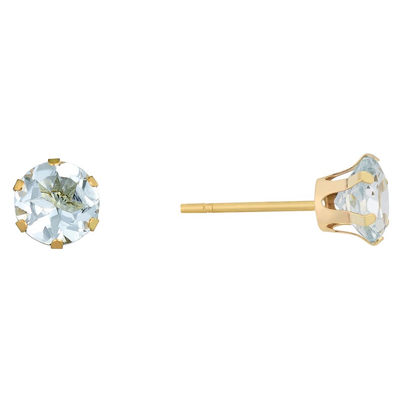 Main Image 1 of 9ct Yellow Gold Aquamarine 5mm Stud Earrings