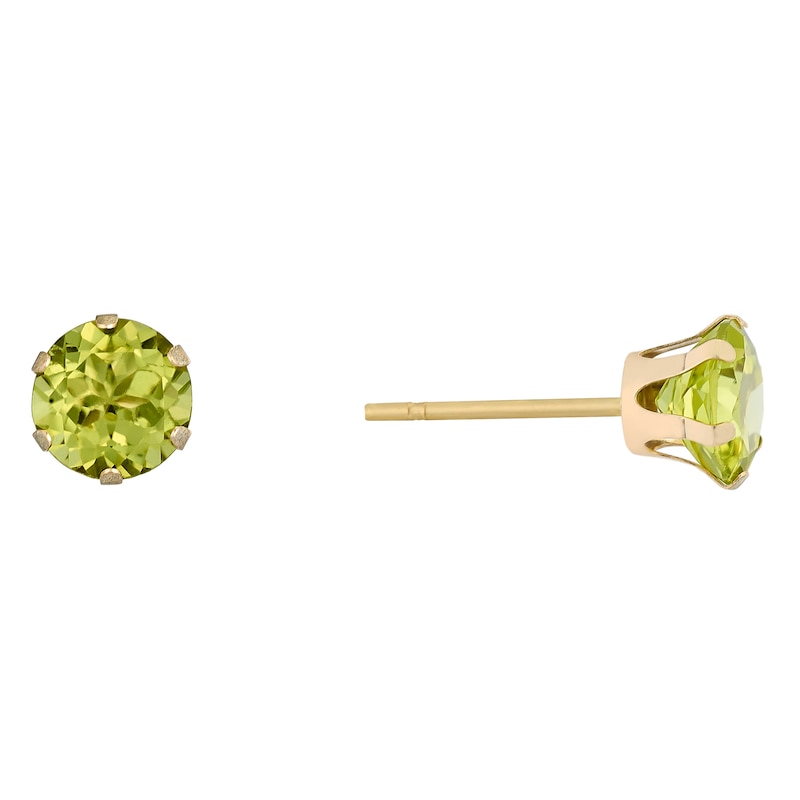 9ct Yellow Gold Peridot 5mm Stud Earrings