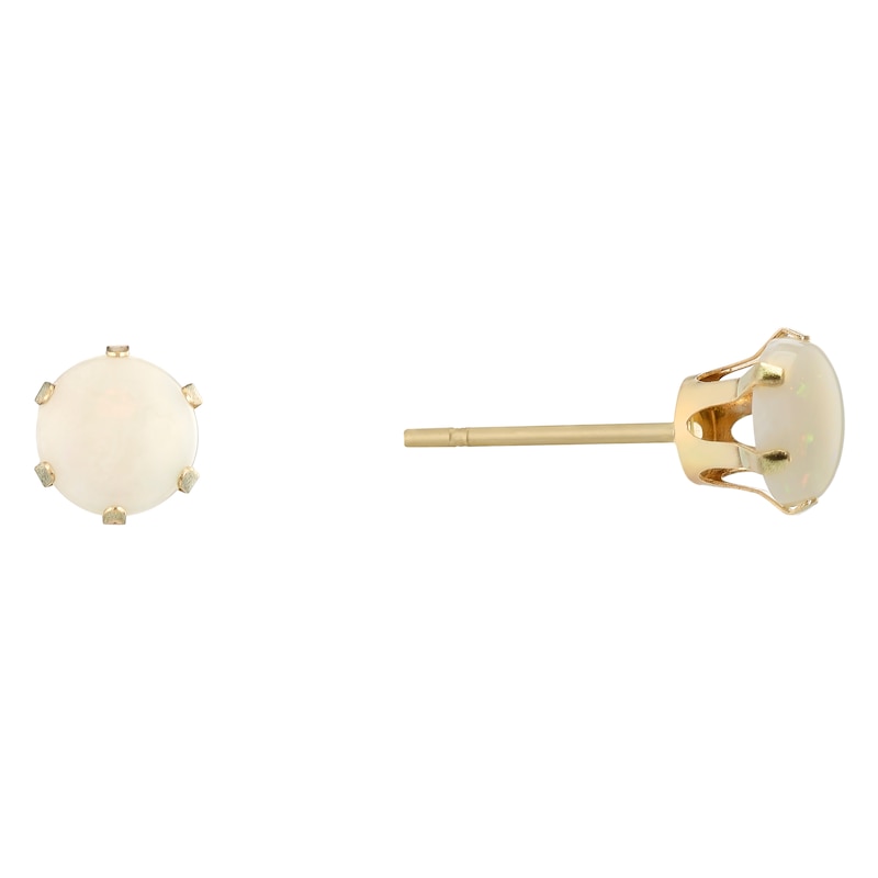 9ct Yellow Gold Opal 5mm Stud Earrings