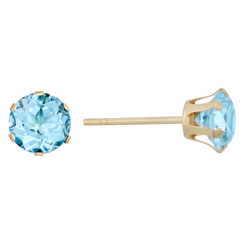 9ct Yellow Gold Blue Topaz 5mm Stud Earrings