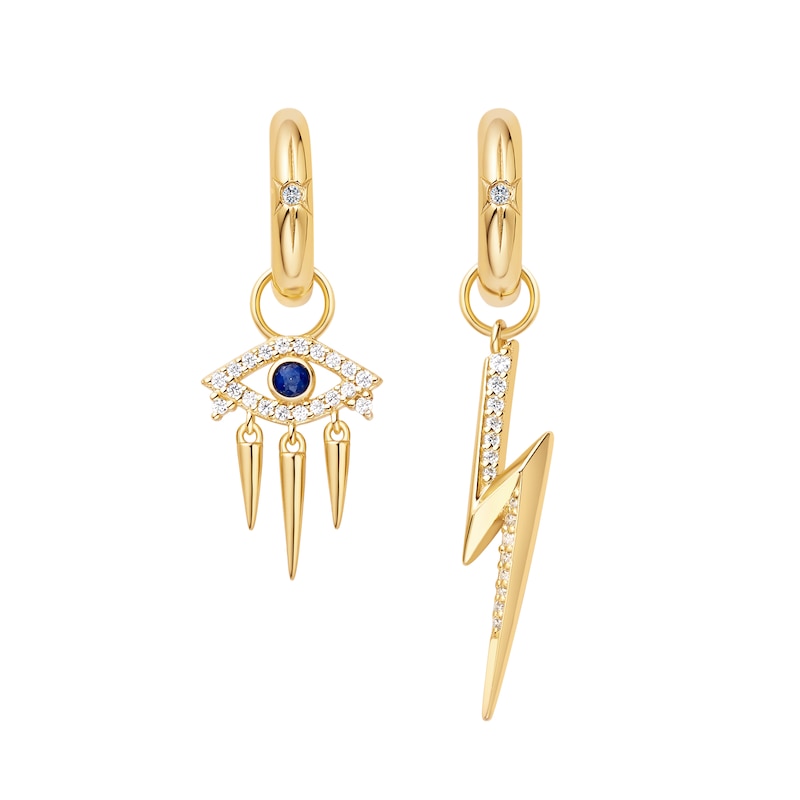 Main Image 2 of Ania Haie Sterling Silver Gold Plated Cubic Zirconia Huggie Hoop Earrings