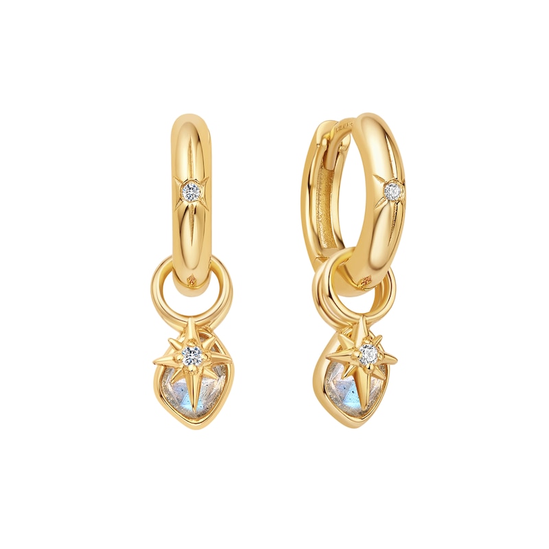 Main Image 4 of Ania Haie Sterling Silver Gold Plated Cubic Zirconia Huggie Hoop Earrings
