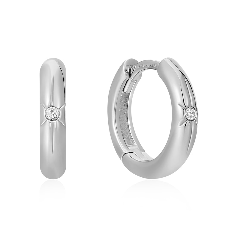 Main Image 1 of Ania Haie Sterling Silver Cubic Zirconia Huggie Hoop Earrings