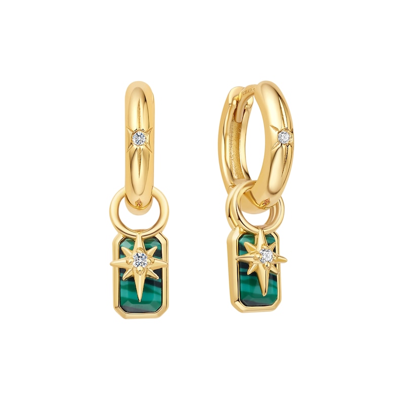 Main Image 2 of Anie Haie Sterling Silver Gold Plated Malachite Earring Charm