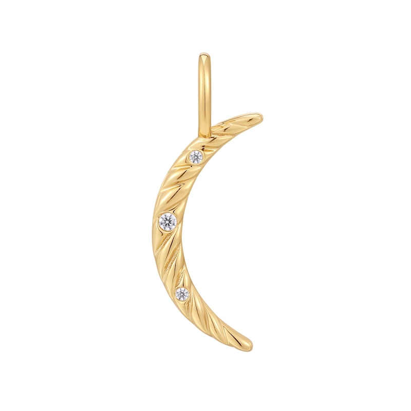 Main Image 1 of Ania Haie Sterling Silver Gold Plated Cubic Zirconia Moon Charm