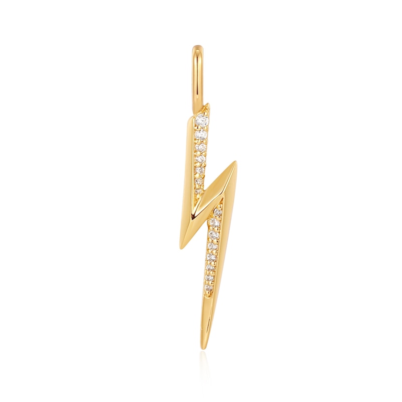 Main Image 1 of Ania Haie Sterling Silver Gold Plated Cubic Zirconia Lightening Charm