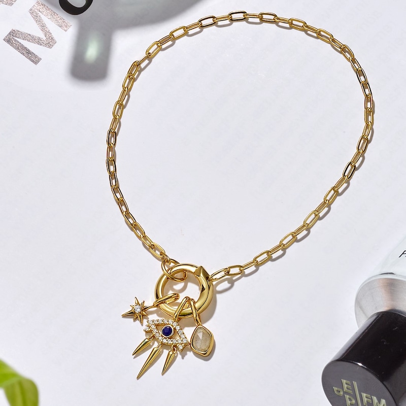 Main Image 2 of Ania Haie Sterling Silver Gold Plated Cubic Zirconia Evil Eye Charm