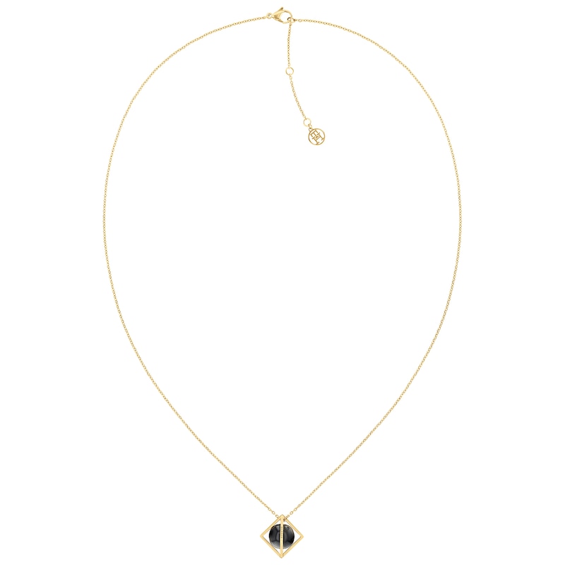 Tommy Hilfiger Ladies' Black Stud Gold Tone Pendant Necklace