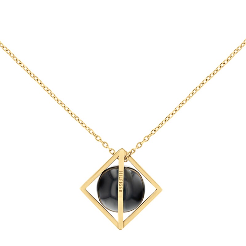 Main Image 2 of Tommy Hilfiger Ladies' Black Stud Gold Tone Pendant Necklace