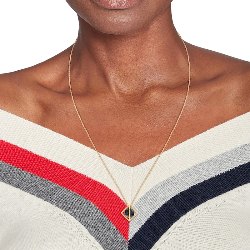 Main Image 3 of Tommy Hilfiger Ladies' Black Stud Gold Tone Pendant Necklace