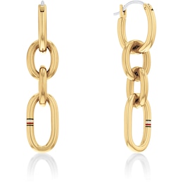 Tommy Hilfiger Ladies' Chain Link Gold tone Hoop Earrings
