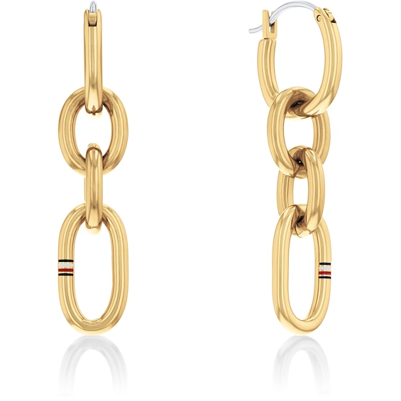 Tommy Hilfiger Women's Chain Link Gold tone Hoop Earrings