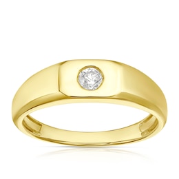 9ct Yellow Gold 0.18ct Solitaire Diamond Wedding Band