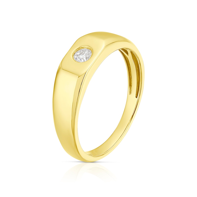 Main Image 2 of 9ct Yellow Gold 0.18ct Solitaire Diamond Wedding Band