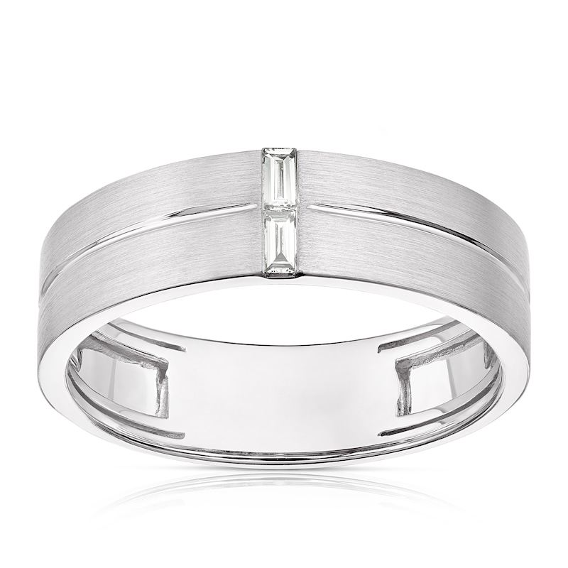 Main Image 1 of 9ct White Gold 0.06ct Diamond Radiant Cut Wedding Band