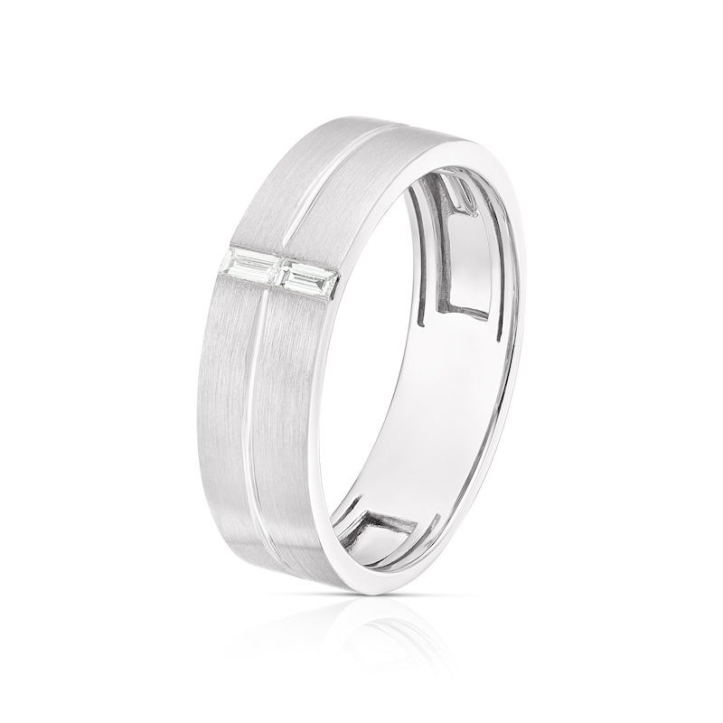 Main Image 2 of 9ct White Gold 0.06ct Diamond Radiant Cut Wedding Band
