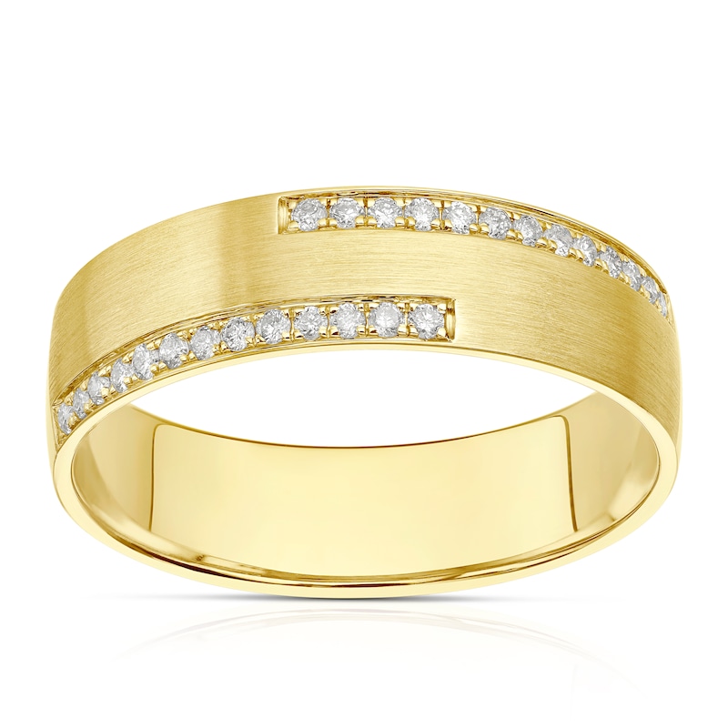 9ct Yellow Gold 0.18ct Diamond Round Cut Double Row Wedding Band