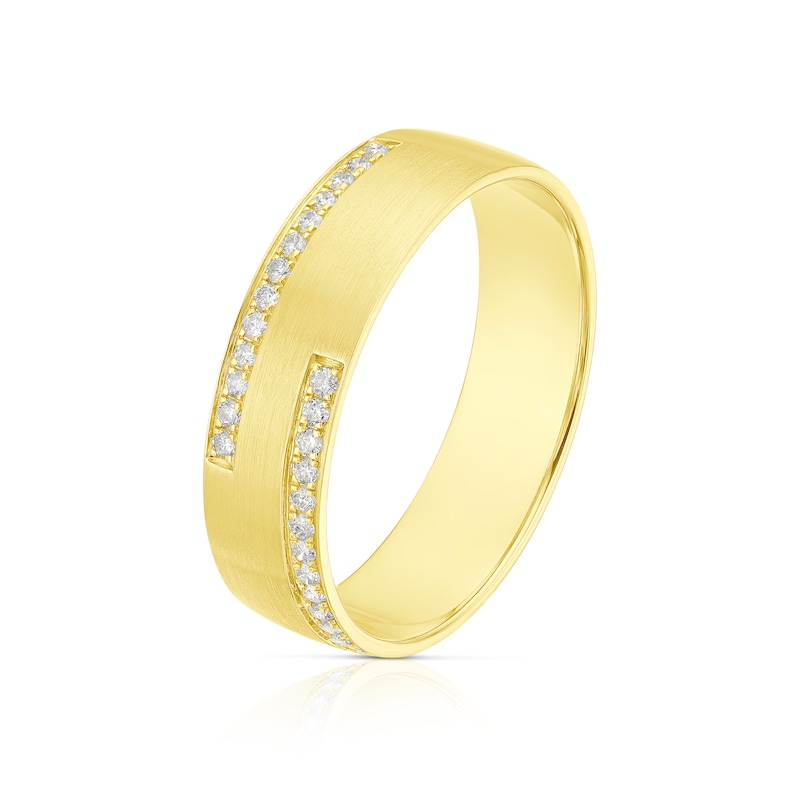 Main Image 2 of 9ct Yellow Gold 0.18ct Diamond Round Cut Double Row Wedding Band