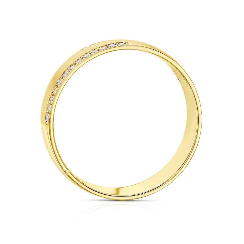 Main Image 3 of 9ct Yellow Gold 0.18ct Diamond Round Cut Double Row Wedding Band