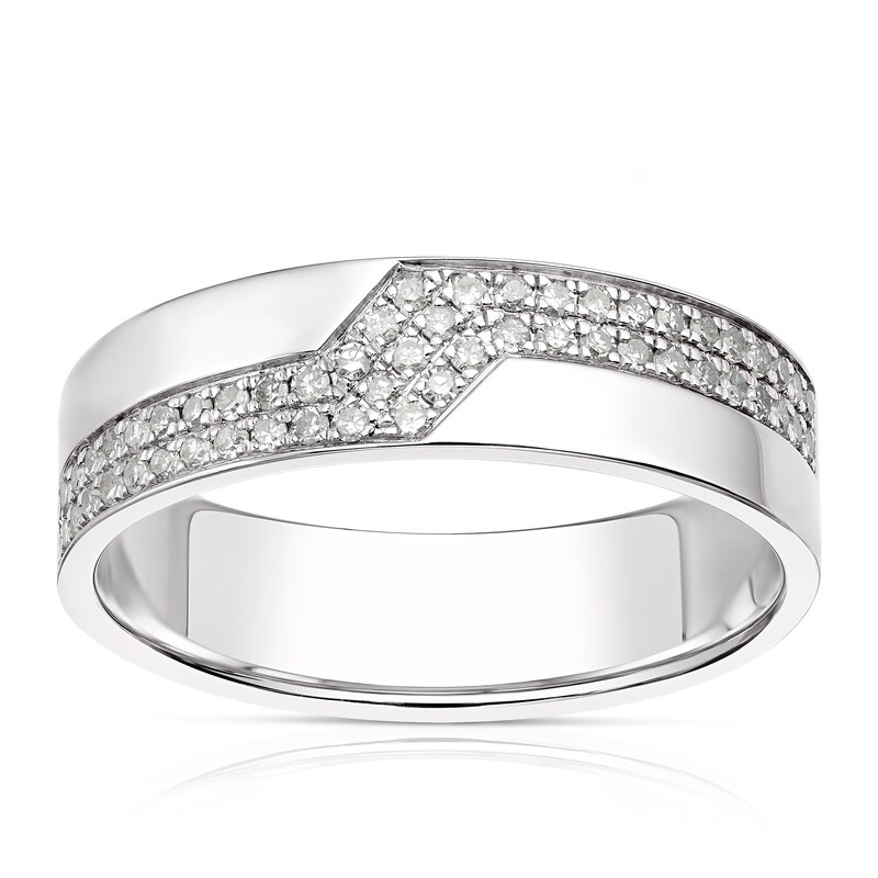 Main Image 1 of 9ct White Gold 0.20ct Diamond Z Design Wedding Band
