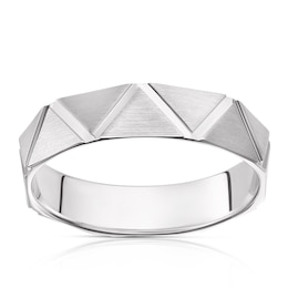 9ct White Gold Patterned Wedding Band