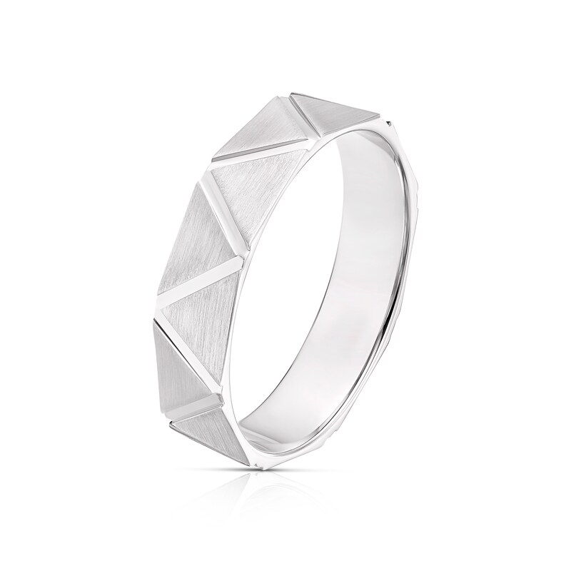 9ct White Gold Patterned Wedding Band