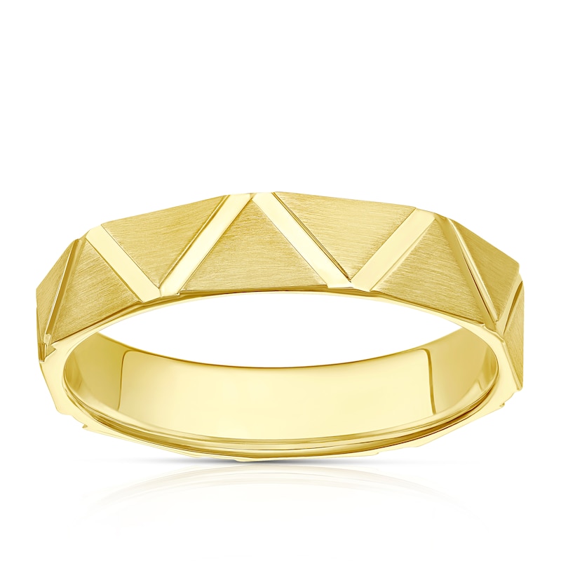 Main Image 1 of 9ct Yellow Gold Patterned Wedding Band