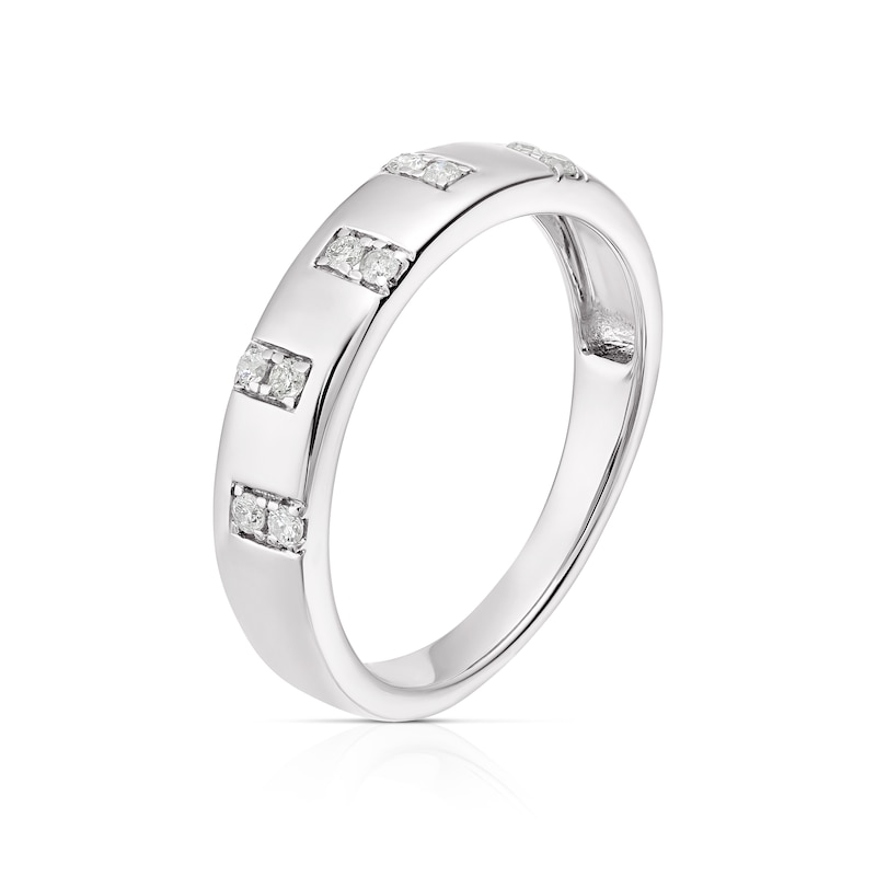 9ct White Gold 0.10ct Diamond Round Cut Wedding Band