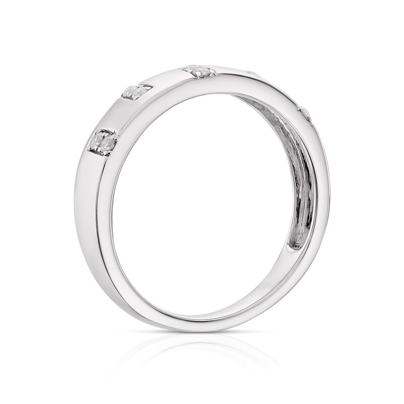 Main Image 3 of 9ct White Gold 0.10ct Diamond Round Cut Wedding Band