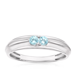 9ct White Gold Swiss Blue Topaz Wedding Band