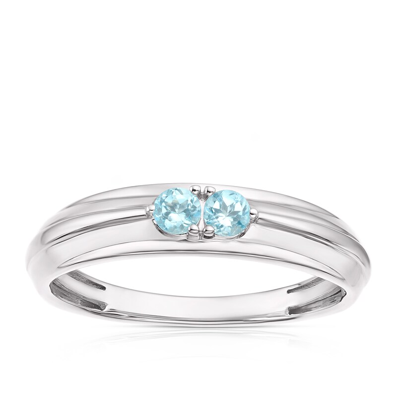 Main Image 1 of 9ct White Gold Swiss Blue Topaz Wedding Band