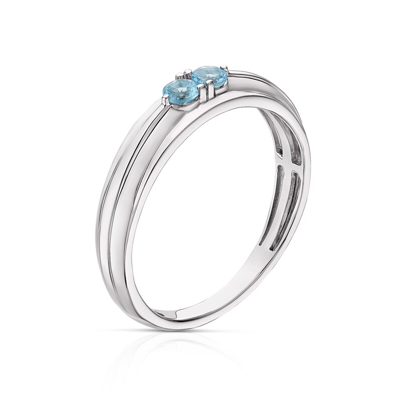 Main Image 2 of 9ct White Gold Swiss Blue Topaz Wedding Band