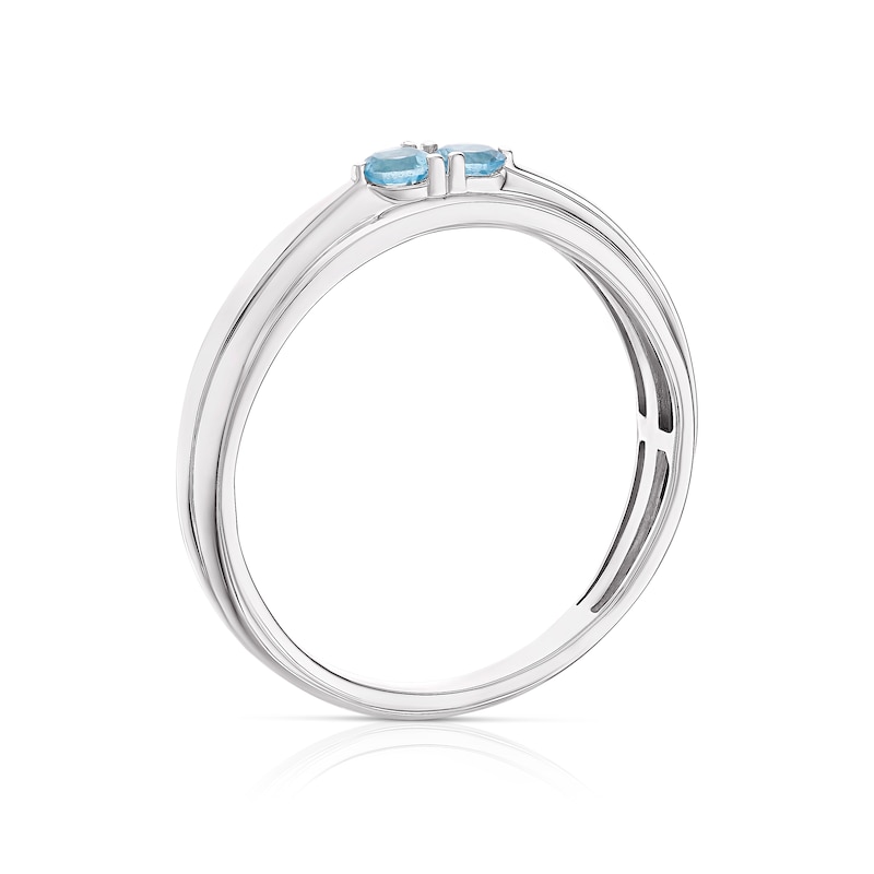Main Image 3 of 9ct White Gold Swiss Blue Topaz Wedding Band