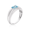 Thumbnail Image 2 of 9ct White Gold 0.15ct Diamond Swiss Blue Topaz Wedding Band