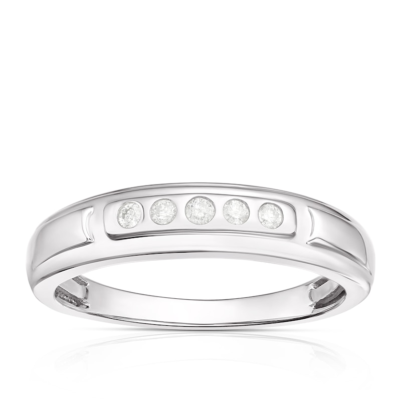 Main Image 1 of 9ct White Gold 0.10ct Diamond Wedding Band