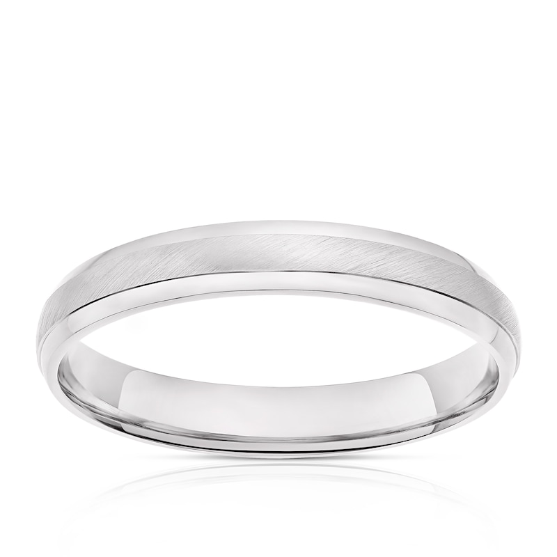 Main Image 1 of 9ct White Gold Satin Polished 3mm Band