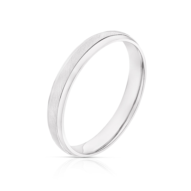 Main Image 2 of 9ct White Gold Satin Polished 3mm Band