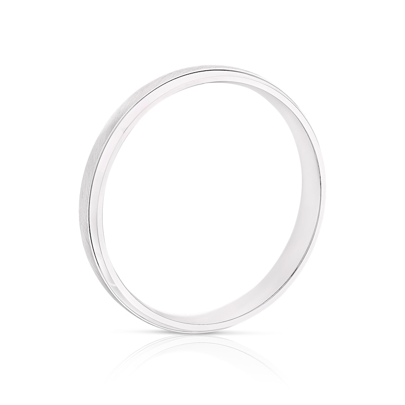 Main Image 3 of 9ct White Gold Satin Polished 3mm Band