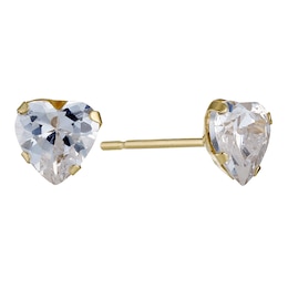 9ct Yellow Gold Cubic Zirconia Heart Earrings