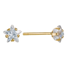 9ct Yellow Gold Cubic Zirconia Star 4mm Stud Earrings