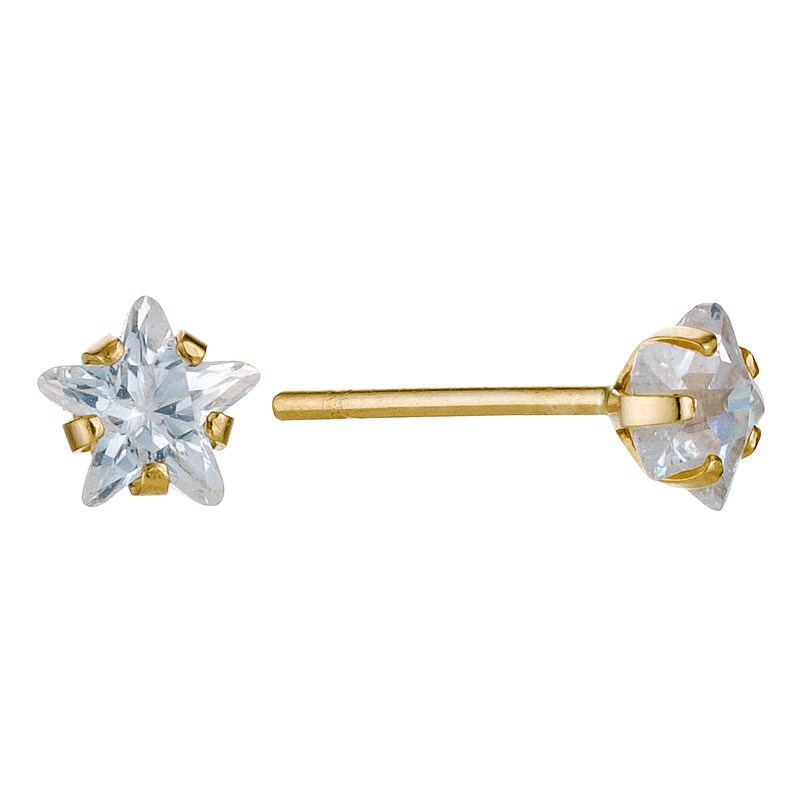 Main Image 1 of 9ct Yellow Gold Cubic Zirconia Star 4mm Stud Earrings