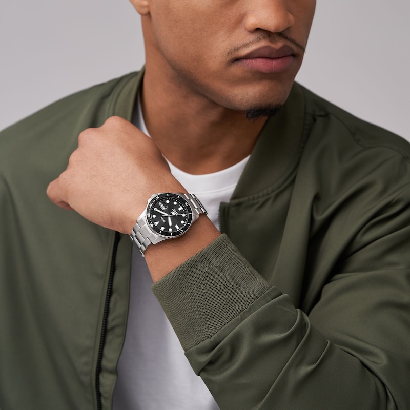 Main Image 4 of Fossil Men's Black Dial & Stainless Steel Bracelet Watch