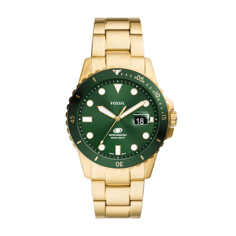 Fossil Men's Green Dial & Gold-Tone Bracelet Watch