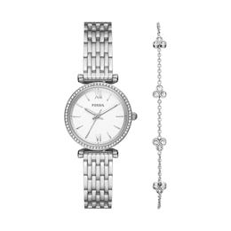 Fossil Carlie Ladies' Stainless Steel Watch and Bracelet Set
