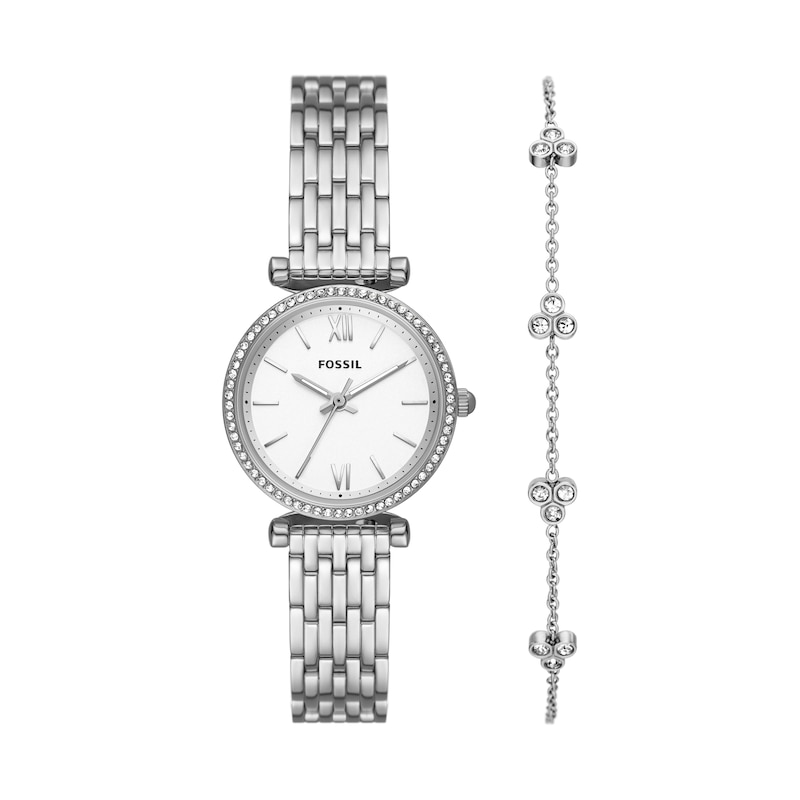 Fossil Carlie Ladies' Stainless Steel Watch and Bracelet Set|H.Samuel