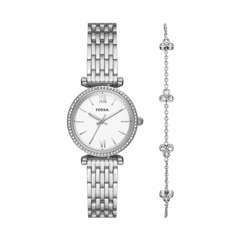 Fossil Carlie Ladies' Stainless Steel Watch and Bracelet Set|H.Samuel