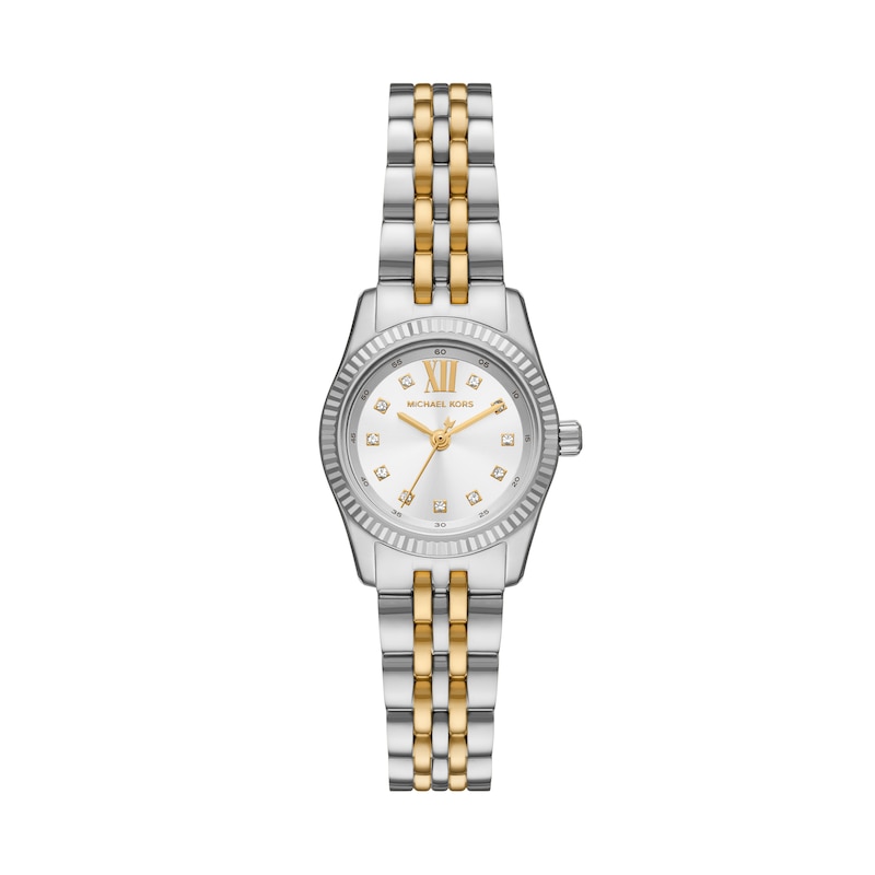 Michael Kors Lexington Ladies' White Dial Two Tone Stainless Steel Bracelet Watch