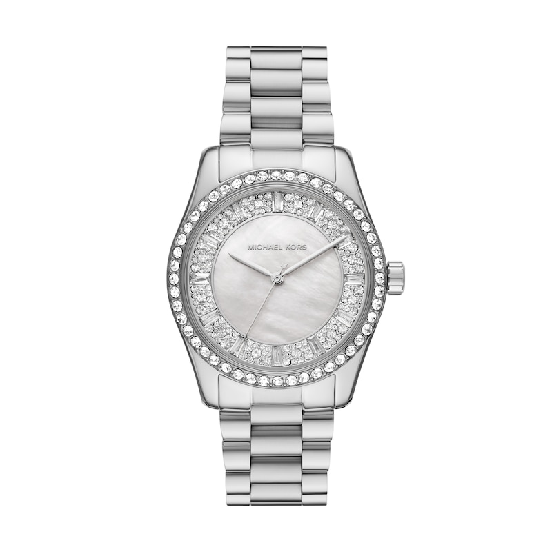 Michael Kors Lexington Ladies' Mother Of Pearl Stone Set Dial Stainless ...