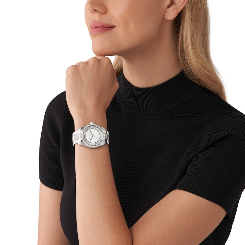 Michael Kors Lexington Ladies' Mother Of Pearl Stone Set Dial Stainless Steel Bracelet Watch